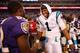 BALTIMORE, MD - AUGUST 22: Wide receiver Torrey Smith #82 of the Baltimore Ravens talks with quarterback Cam Newton #1 of the Carolina Panthers following a preseason game at M&T Bank Stadium on August 22, 2013 in Baltimore, Maryland. (Photo by Rob Carr/Getty Images)