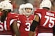GLENDALE, AZ - AUGUST 24: Quarterback Carson Palmer #3 of the Arizona Cardinals talks to teammates in the huddle during the preseason NFL game against the San Diego Chargers at the University of Phoenix Stadium on August 24, 2013 in Glendale, Arizona. (Photo by Christian Petersen/Getty Images)