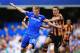 LONDON, ENGLAND - AUGUST 18: Kevin De Bruyne of Chelsea is challenged by James Chester of Hull City during the Barclays Premier League match between Chelsea and Hull City at Stamford Bridge on August 18, 2013 in London, England. (Photo by Richard Heathcote/Getty Images)