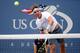 Aug 26, 2013; New York, NY, USA; Rafael Nadal (ESP) serves to Ryan Harrison (USA) on day one of the 2013 US Open at the Billie Jean King National Tennis Center. Mandatory Credit: Robert Deutsch-USA TODAY Sports