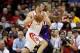Apr 9, 2013; Houston, TX, USA; Houston Rockets power forward Donatas Motiejunas (20) drives the ball during the second quarter against the Phoenix Suns at Toyota Center. Mandatory Credit: Troy Taormina-USA TODAY Sports