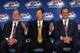NEW YORK, NY - JUNE 29: (L-R) Associate general manager Ray Shero, general manager David Poile and head coach Dan Bylsma of the 2014 Men's Olympic Hockey Team speak with the media at the Marriott Marquis Hotel on June 29, 2013 in New York City. (Photo by Bruce Bennett/Getty Images)