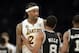 Apr 28, 2013; Los Angeles, CA, USA; Los Angeles Lakers center Jordan Hill (27) and San Antonio Spurs point guard Patty Mills (8) greet each other after game four of the first round of the 2013 NBA playoffs at the Staples Center. Mandatory Credit: Richard Mackson-USA TODAY Sports