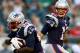 PHILADELPHIA, PA - AUGUST 09: Tom Brady #12 of the New England Patriots hands the ball off to LeGarrette Blount #29 in the first quarter against the Philadelphia Eagles on August 9, 2013 at Lincoln Financial Field in Philadelphia, Pennslyvania. (Photo by Elsa/Getty Images)