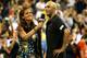 NEW YORK, NY - AUGUST 28: James Blake of the United States smiles as he addresses the crowd during an interview with Mary Joe Fernandez following his defeat to Ivo Karlovic of Croatia in their men's singles first round match on Day Three of the 2013 US Open at USTA Billie Jean King National Tennis Center on August 28, 2013 in the Flushing neighborhood of the Queens borough of New York City. (Photo by Matthew Stockman/Getty Images)