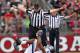PISCATAWAY, NJ - OCTOBER 6: Wide receiver Michael Smith #6 of the Connecticut Huskies holds up the ball but the referees ruled it was an incomplete pass in the second half against the Rutgers Scarlet Knights during a game at High Point Solutions Stadium on October 6, 2012 in Piscataway, New Jersey. Rutgers defeated Connecticut 19-3. (Photo by Rich Schultz /Getty Images)