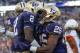 SEATTLE, WA - AUGUST 31: Running back Bishop Sankey #25 of the Washington Huskies celebrates with teammate Kasen Williams #2 after scoring a touchdown in the first quarter against the Boise State Broncos on August 31, 2013 at Husky Stadium in Seattle, Washington. (Photo by Otto Greule Jr/Getty Images)