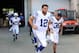 Aug 29, 2013; Cincinnati, OH, USA; Indianapolis Colts quarterback Andrew Luck (12) runs onto the field before the game against the Cincinnati Bengals at Paul Brown Stadium. Mandatory Credit: Brian Spurlock-USA TODAY Sports