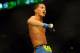 Aug 31, 2013; Milwaukee, WI, USA; Anthony Pettis reacts after beating Benson Henderson (not pictured) to win the Lightweight Championship during the UFC-164 bout at BMO Harris Bradley Center. Mandatory Credit: Benny Sieu-USA TODAY Sports