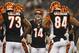 Aug 24, 2013; Arlington, TX, USA; Cincinnati Bengals quarterback Andy Dalton (14) in the huddle during a time out in the second quarter of the game against the Dallas Cowboys at AT&T Stadium. Mandatory Credit: Tim Heitman-USA TODAY Sports