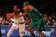 NEW YORK, NY - MARCH 31: J.R. Smith #8 of the New York Knicks tries to get around Paul Pierce #34 of the Boston Celtics on March 31, 2013 at Madison Square Garden in New York City. NOTE TO USER: User expressly acknowledges and agrees that, by downloading and/or using this photograph, user is consenting to the terms and conditions of the Getty Images License Agreement. (Photo by Elsa/Getty Images)
