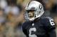 Aug 16, 2013; New Orleans, LA, USA; Oakland Raiders quarterback Terrelle Pryor (6) against the New Orleans Saints during the second half of a preseason game at the Mercedes-Benz Superdome. The Saints defeated the Raiders 28-20. Mandatory Credit: Derick E. Hingle-USA TODAY Sports