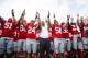 COLUMBUS, OH - AUGUST 31: Head Coach Urban Meyer of the Ohio State Buckeyes celebrates with his team by singing 'Carmen Ohio' after Ohio State defeated the Buffalo Bulls 40-20 on August 31, 2013 at Ohio Stadium in Columbus, Ohio. (Photo by Kirk Irwin/Getty Images)