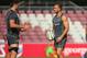 BRISBANE, AUSTRALIA - SEPTEMBER 02: Rob Simmons and Quade Cooper talk during an Australian Wallabies training session at Ballymore Stadium on September 2, 2013 in Brisbane, Australia. (Photo by Chris Hyde/Getty Images)
