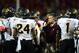 Nov. 23, 2012; Tucson, AZ, USA: Arizona State Sun Devils head coach Todd Graham talks to his players in the huddle against the Arizona Wildcats at Arizona Stadium. The Sun Devils defeated the Wildcats 41-34. Mandatory Credit: Mark J. Rebilas-USA TODAY Sports