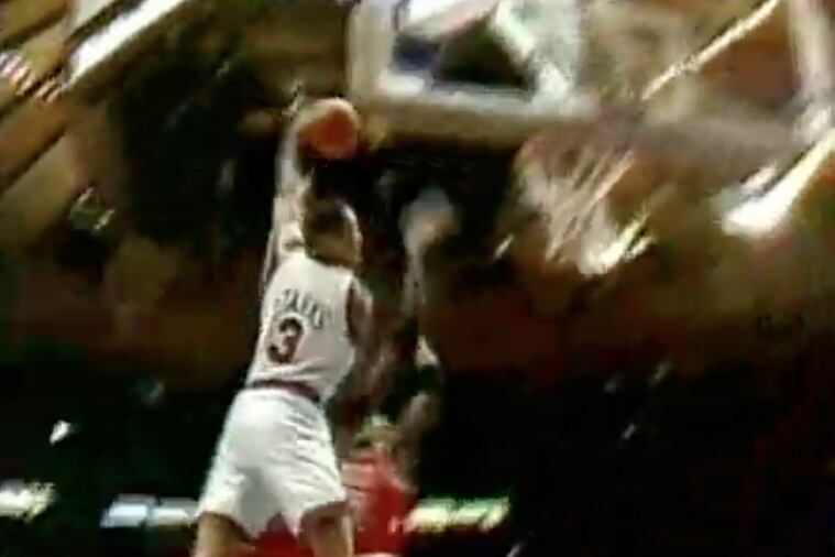 john starks dunking on michael jordan