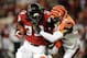 Aug 8, 2013; Atlanta, GA, USA; Atlanta Falcons running back Steven Jackson (39) runs against Cincinnati Bengals strong safety Taylor Mays (26) during the first quarter at the Georgia Dome. Mandatory Credit: Dale Zanine-USA TODAY Sports