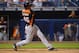 Mar 14, 2013; Peoria, AZ, USA; Netherlands third baseman Jonathan Schoop (46) at bat against the San Diego Padres at Peoria Sports Complex. Mandatory Credit: Jake Roth-USA TODAY Sports