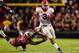 October 6, 2012; Columbia, SC, USA; Georgia Bulldogs running back Todd Gurley (3) runs the ball past South Carolina Gamecocks linebacker Reginald Bowens (47) in the first half at Williams-Brice Stadium. Mandatory Credit: Daniel Shirey-USA TODAY Sports