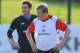 LONDON COLNEY, ENGLAND - SEPTEMBER 03: England manager Roy Hodgson looks on with Frank Lampard during the England training session on September 3, 2012 in London Colney, England. (Photo by Michael Regan/Getty Images)