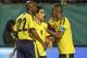MIAMI GARDENS, FL - FEBRUARY 29: Radamel Falcao Garcia #9 is congratulated by Aquivaldo Mosquera #22 and Luis Amaranto Perea #14 of Colombia after scoring a goal in the first half against Mexico on February 29, 2012 during an International friendly at Sun Life Stadium in Miami Gardens, Florida. (Photo by Joel Auerbach/Getty Images)