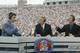 TALLAHASSEE, FL - OCTOBER 26: ESPN College GameDay announcers (l to r) Chris Fowler, Lee Corso and Kirk Herbstreit comment during the NCAA football game between Notre Dame and Florida State at Doak Campbell Stadium on October 26, 2002 in Tallahassee, Florida. The Notre Dame Fighting Irish defeated the Florida State Seminoles 34-24. (Photo by Craig Jones/Getty Images)
