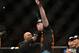 May 26, 2012; Las Vegas, NV, USA; Stefan Struve reacts while being interviewed after winning by submission over Lavar Johnson (not pictured) during the UFC 146 at the MGM Grand Garden event center. Mandatory Credit: Ron Chenoy-USA TODAY Sports