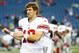 FOXBORO, MA - AUGUST 29: Eli Manning #10 of the New York Giants warms up prior to the preseason game against the New England Patriots at Gillette Stadium on August 29, 2013 in Foxboro, Massachusetts. (Photo by Jared Wickerham/Getty Images)