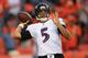 DENVER, CO - SEPTEMBER 5: Joe Flacco #5 of the Baltimore Ravens warms up prior to the game against the Denver Broncos at Sports Authority Field at Mile High on September 5, 2013 in Denver Colorado. (Photo by Doug Pensinger/Getty Images)