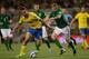 Zlatan Ibrahimavic gets the better of James McClean