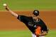 MIAMI, FL - SEPTEMBER 06: Jose Fernandez #16 of the Miami Marlins pitches during a game against the Washington Nationals at Marlins Park on September 6, 2013 in Miami, Florida. (Photo by Mike Ehrmann/Getty Images)