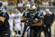 Aug 15, 2013; Philadelphia, PA, USA; Carolina Panthers running back DeAngelo Williams (34) rushes during the first half of the game against thePhiladelphia Eagles at Lincoln Financial Field. Mandatory Credit: John Geliebter-USA TODAY Sports