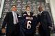 LAKE FOREST, IL - APRIL 3: Chicago Bears general manager Jerry Angelo, quarterback Jay Cutler and head coach Lovie Smith are all smiles after introducing Cutler as their new quarterback during a press conference on April 3, 2009 at Halas Hall in Lake Forest, Illinois. (Photo by Jim Prisching/Getty Images)