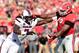 Sep 7, 2013; Athens, GA, USA; South Carolina Gamecocks defensive end Jadeveon Clowney (7) works against the blocking by Georgia Bulldogs offensive tackle Kenarious Gates (72) during the second quarter at Sanford Stadium. Mandatory Credit: Dale Zanine-USA TODAY Sports