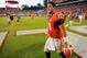 Sep 7, 2013; Athens, GA, USA; Georgia Bulldogs quarterback Aaron Murray (11) reacts on the field after defeating the South Carolina Gamecocks at Sanford Stadium. Georgia defeated South Carolina 41-30. Mandatory Credit: Dale Zanine-USA TODAY Sports