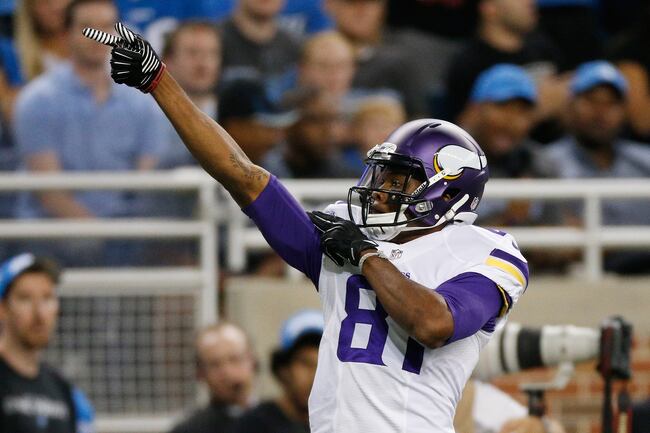 Jerome Simpson has five catches for 119 yards.
