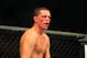 Dec. 30, 2011; Las Vegas, NV, USA; UFC fighter Nate Diaz during a lightweight bout at UFC 141 at the MGM Grand Garden event center. Mandatory Credit: Mark J. Rebilas-USA TODAY Sports