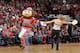COLUMBUS, OH - NOVEMBER 15: Ohio State Buckeyes mascot Brutus Buckeye dances with a cheerleader during the game against the Florida Gators at Value City Arena on November 15, 2011 in Columbus, Ohio. Ohio State defeated Florida 81-74. (Photo by Joe Robbins/Getty Images)