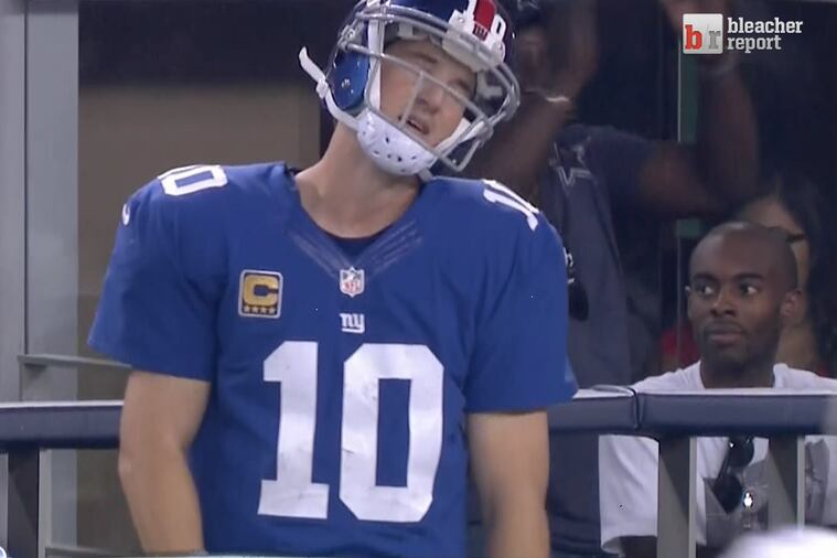 Eli Manning Pouts After Throwing Late Pick-6 Against Dallas