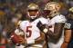 PITTSBURGH, PA - SEPTEMBER 02: Jameis Winston #5 of the Florida State Seminoles celebrates after rushing for a five yard touchdown in the first half against the Pittsburgh Panthers during the game on September 2, 2013 at Heinz Field in Pittsburgh, Pennsylvania. (Photo by Justin K. Aller/Getty Images)