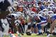 Sep 8, 2013; Orchard Park, NY, USA; The Buffalo Bills offense lines up against the New England Patriots defense during the second half at Ralph Wilson Stadium. Patriots beat the Bills 23-21. Mandatory Credit: Kevin Hoffman-USA TODAY Sports
