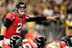 NEW ORLEANS, LA - SEPTEMBER 08: Matt Ryan #2 of the Atlanta Falcons calls a play at the line of scrimmage against the New Orleans Saints during a game at the Mercedes-Benz Superdome on September 8, 2013 in New Orleans, Louisiana. The Saints defeated the Atlanta Falcons 23-17. (Photo by Stacy Revere/Getty Images)