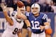INDIANAPOLIS, IN - NOVEMBER 04: Andrew Luck #12 of the Indianapolis Colts throws a fourth quarter pass while playing the Miami Dolphins at Lucas Oil Stadium on November 4, 2012 in Indianapolis, Indiana. Indianapolis won the game 23-20. (Photo by Gregory Shamus/Getty Images)