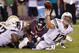 Sep 9, 2013; San Diego, CA, USA; San Diego Chargers quarterback Philip Rivers (17) tries to get off a pass from his knees during first quarter action against the Texans at Qualcomm Stadium. Rivers was ruled down for a sack. Mandatory Credit: Robert Hanashiro-USA TODAY