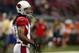 Sep 8, 2013; St. Louis, MO, USA; Arizona Cardinals wide receiver Larry Fitzgerald (11) warms up before a game against the St. Louis Rams at Edward Jones Dome. Mandatory Credit: Jeff Curry-USA TODAY Sports