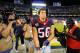 Sep 9, 2013; San Diego, CA, USA; Houston Texans line backer Brian Cushing (56) walks off the field after a 31-28 win against the San Diego Chargers at Qualcomm Stadium. Mandatory Credit: Christopher Hanewinckel-USA TODAY Sports