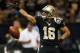 NEW ORLEANS, LA - DECEMBER 16: Lance Moore #16 of the New Orleans Saints reacts after making a first down against the Tampa Bay Buccaneers at the Mercedes-Benz Superdome on December 16, 2012 in New Orleans, Louisiana. (Photo by Chris Graythen/Getty Images)