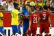 FOXBORO, MA - SEPTEMBER 10: Neymar #10 of Brazil is given a yellow card in the first half against Portugal during the international friendly match at Gillette Stadium on September 10, 2013 in Foxboro, Massachusetts. (Photo by Jared Wickerham/Getty Images)