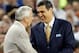 DETROIT - APRIL 04: (L-R) Head coach Roy Williams of the North Carolina Tar Heels shakes hands with head coach Jay Wright of the Villanova Wildcats before the National Semifinal game of the NCAA Division I Men's Basketball Championship at Ford Field on April 4, 2009 in Detroit, Michigan. (Photo by Streeter Lecka/Getty Images)