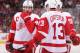 GLENDALE, AZ - MARCH 25: Henrik Zetterberg #40 of the Detroit Red Wings talks with Pavel Datsyuk #13 and Niklas Kronwall #55 during the NHL game at Jobing.com Arena on March 25, 2013 in Glendale, Arizona. The Red Wings defeated the Coyotes 3-2. (Photo by Christian Petersen/Getty Images)
